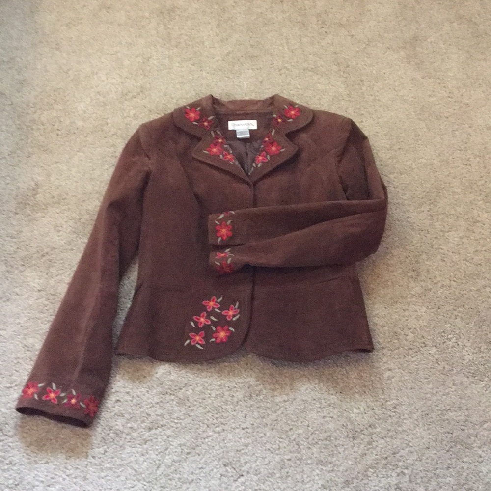 Suede Leather Embroidered Jacket